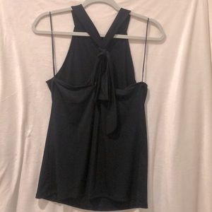 High neck, open back tie tank top